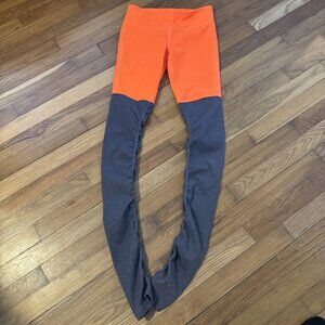 Alo Yoga Goddess Ribbed Leggings Orange Heathered Gray Scrunch Size Small